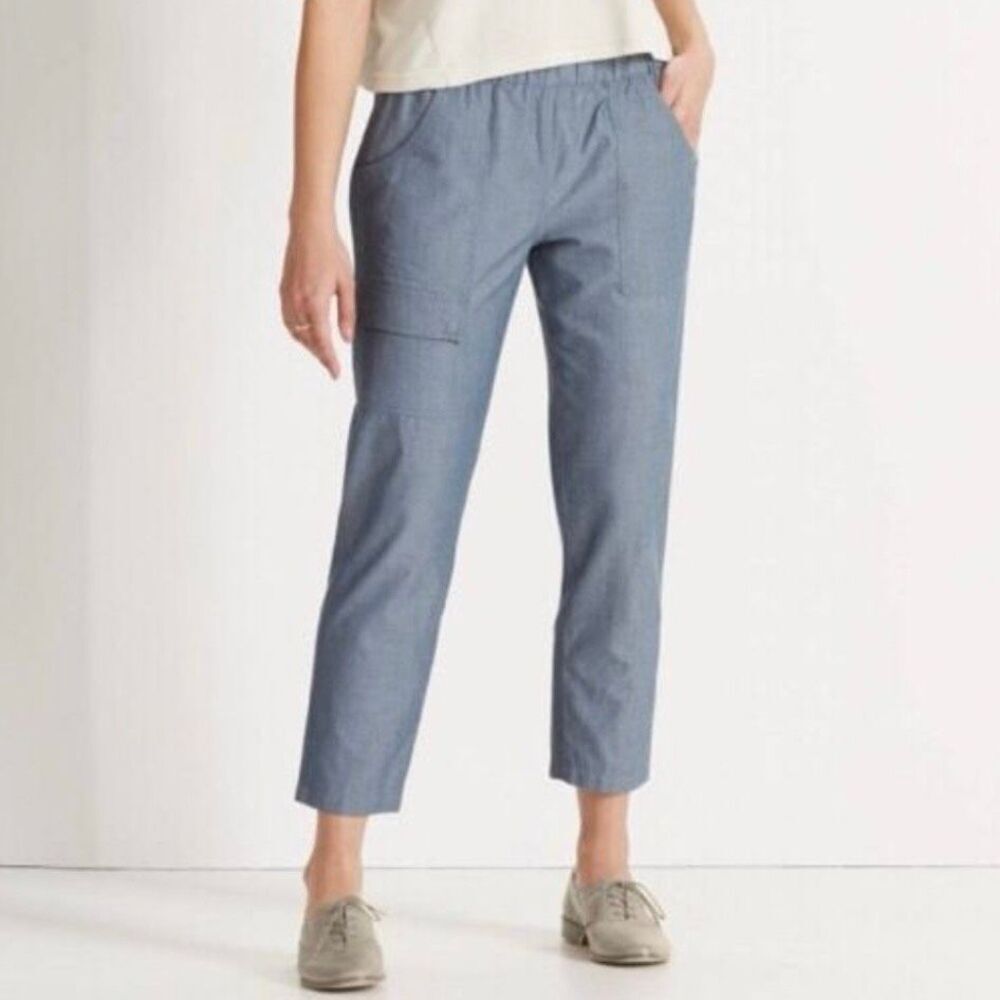NAU | Chambray Blue Denim-look Pull On Pants Ankle‎ Cropped Oversized | Size XS